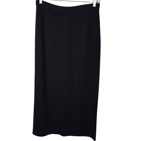 St John Basics Knit Skirt Women's 12 Black Maxi Pull On Classic Career Elegant - Picture 1 of 10